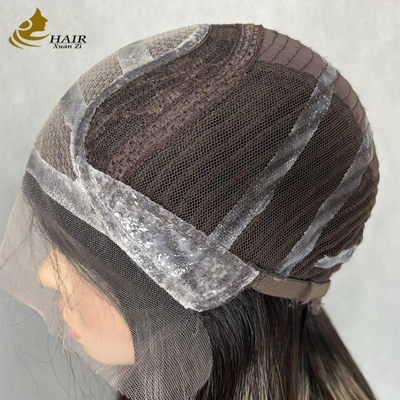 Vietnamesische menschliche Haare Kleberlose Gerade Spitze Front Perücke Mit Silikon