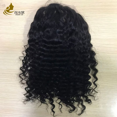 Factory Supplied 18inch Human Hair Lace Wig Natural Black Curl Full Lace Wig